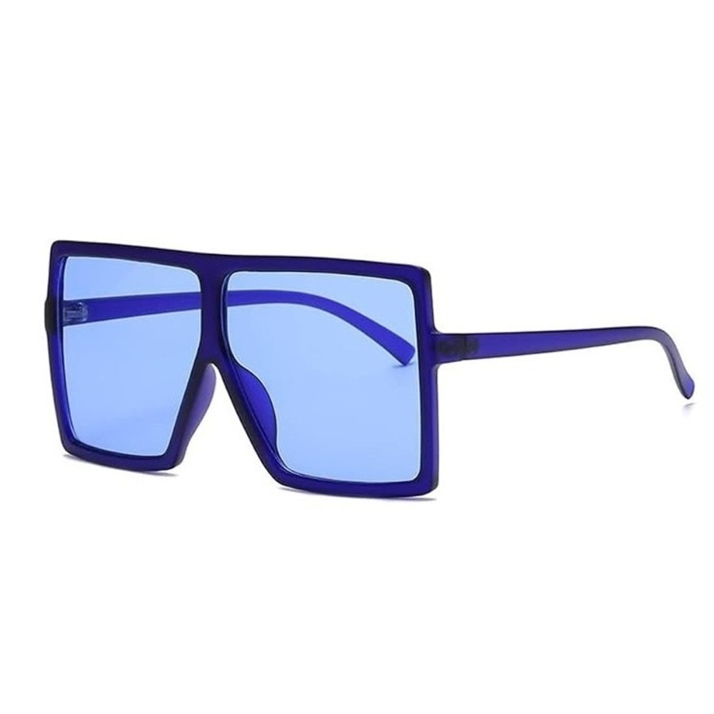 Oversized Square Sunglasses Unisex‎ OS Blue New Flat Top Shield